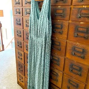 Safe green and white full length dress